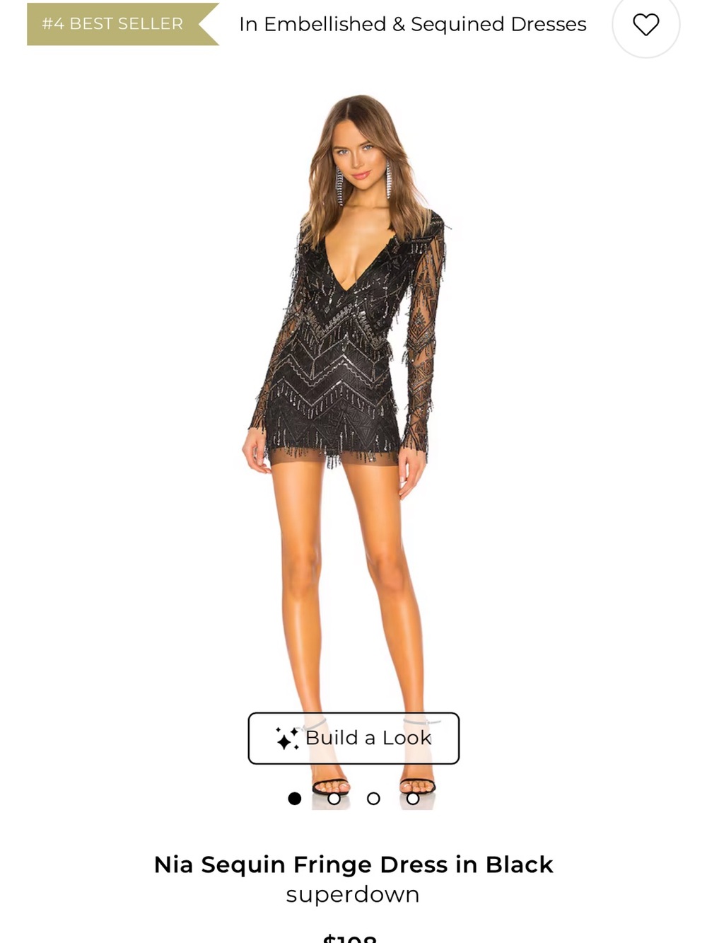 Superdown Nia Sequin Fringe Dress in Black - New in Package